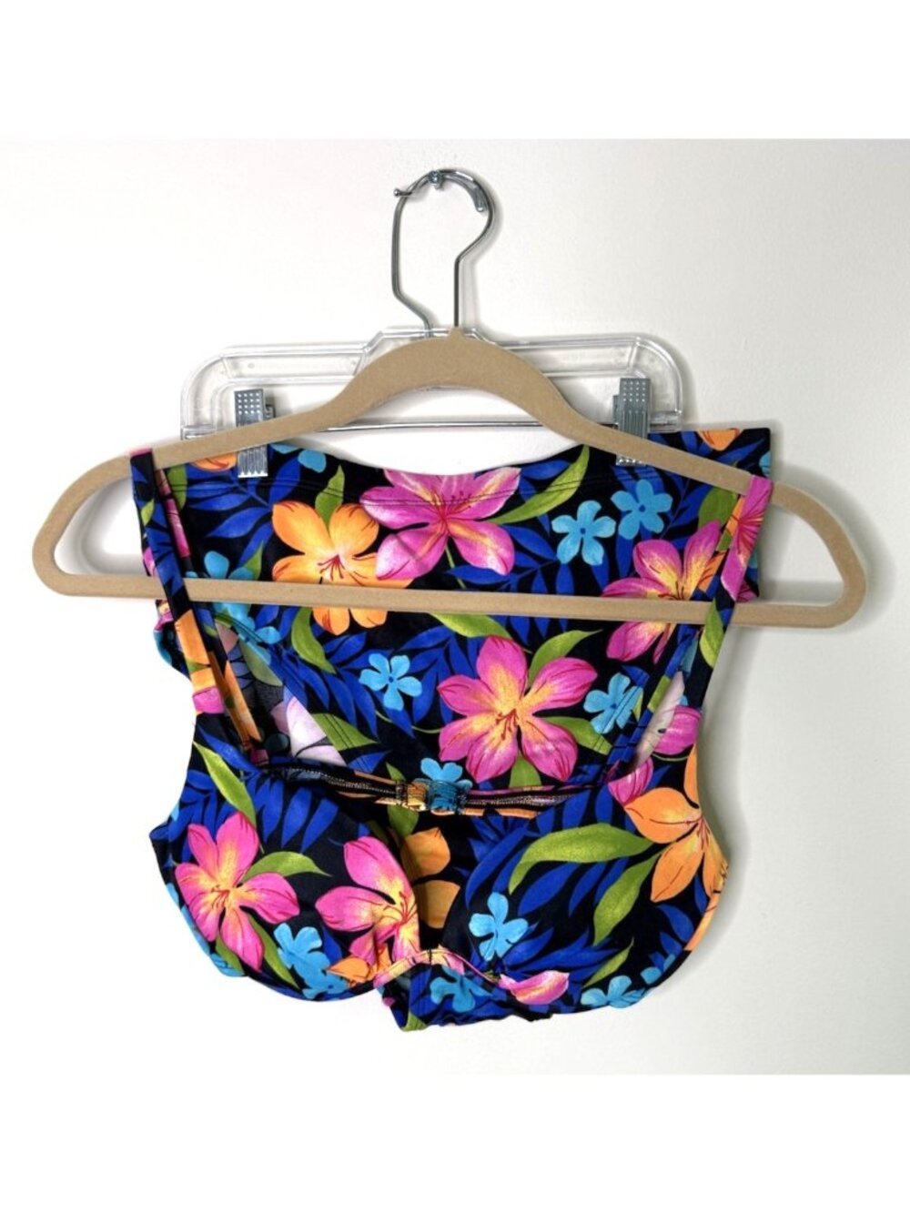 Vintage 80s Bikini 2 Piece Swim Suit Hawaiian Floral Underwire High Cut